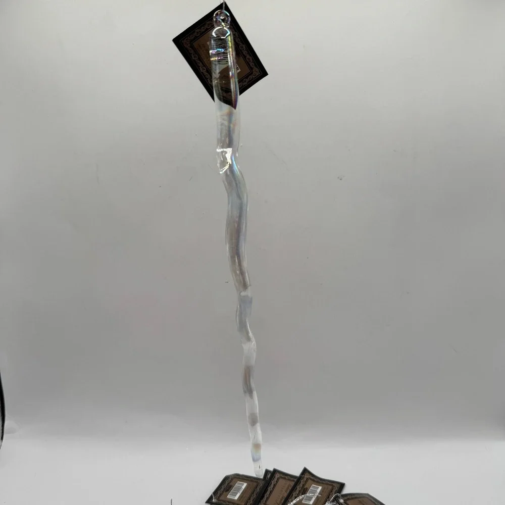 Robert Stanley Glass Icicle Ornaments Set of 5 Iridescent Clear‎ 10 Inch New